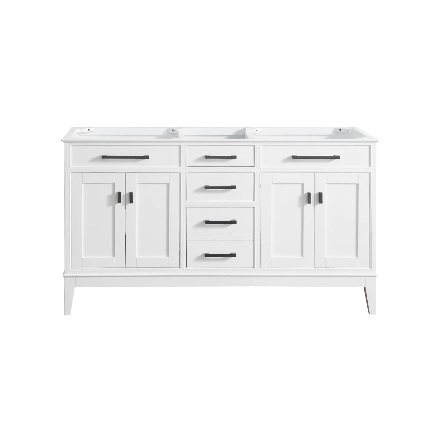 Madison 60" Freestanding Bathroom Vanity with Carrara White Natural Marble Top and Vitreous China Undermount Sinks