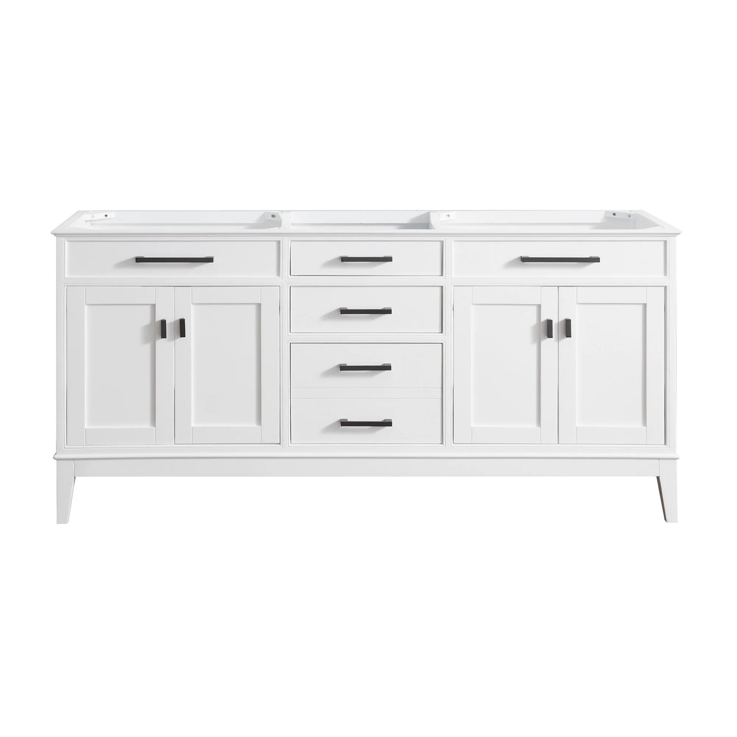 Madison 72" Freestanding Bathroom Vanity with Carrara White Natural Marble Top and Vitreous China Undermount Sinks
