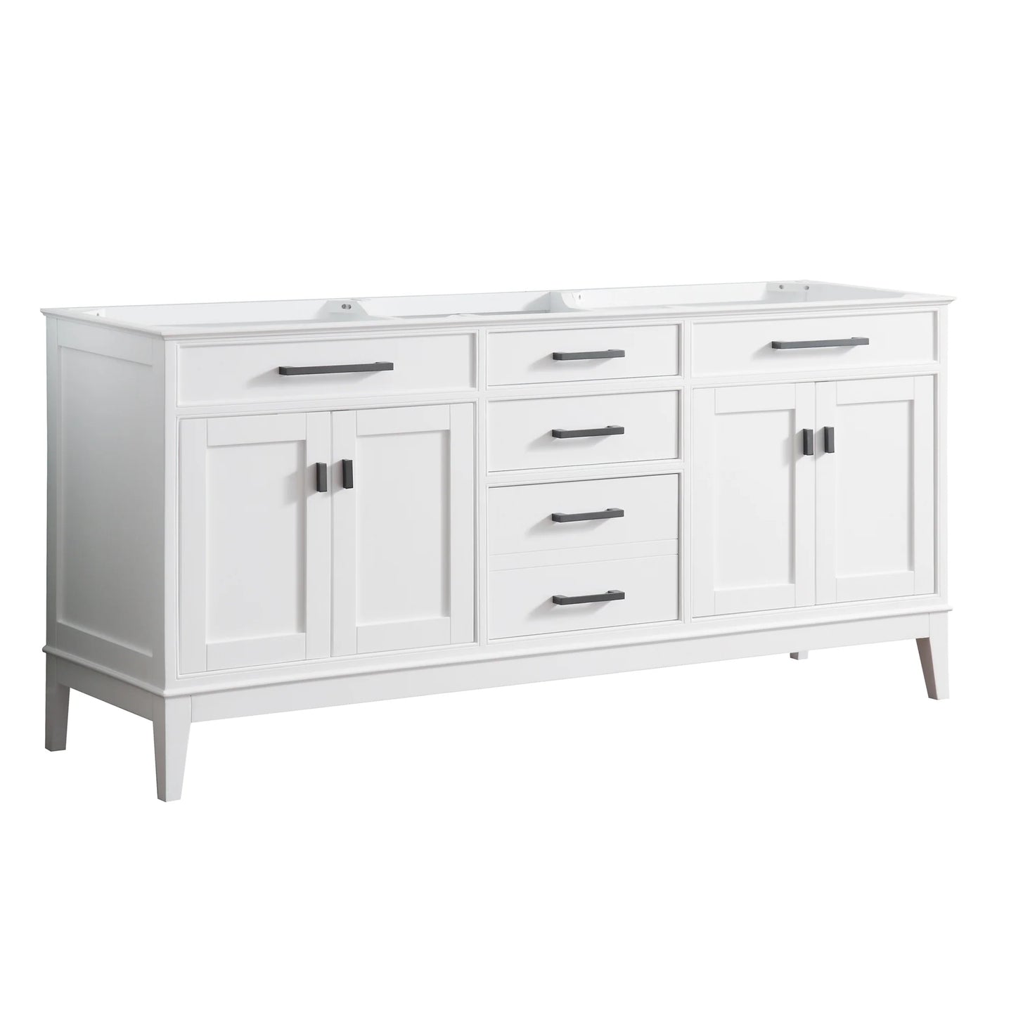 Madison 72" Freestanding Bathroom Vanity with Carrara White Natural Marble Top and Vitreous China Undermount Sinks