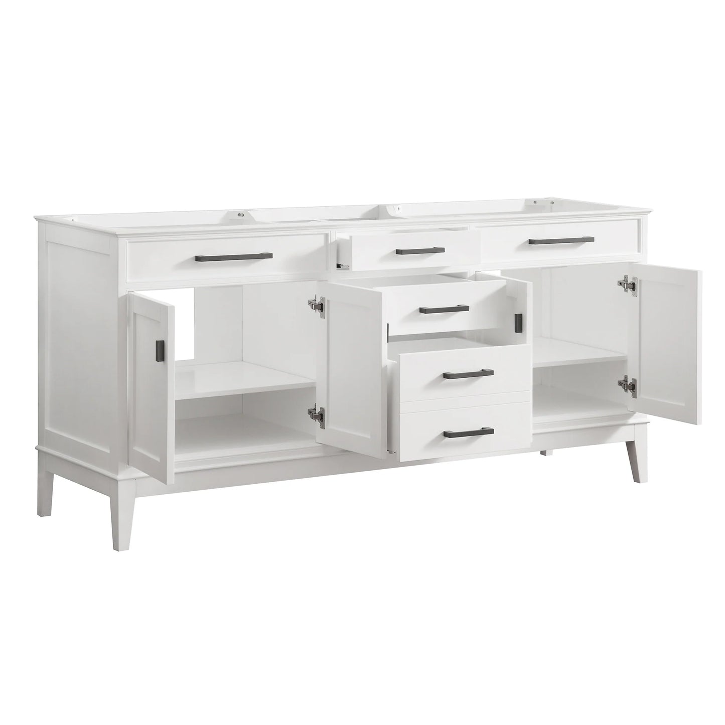 Madison 72" Freestanding Bathroom Vanity with Carrara White Natural Marble Top and Vitreous China Undermount Sinks