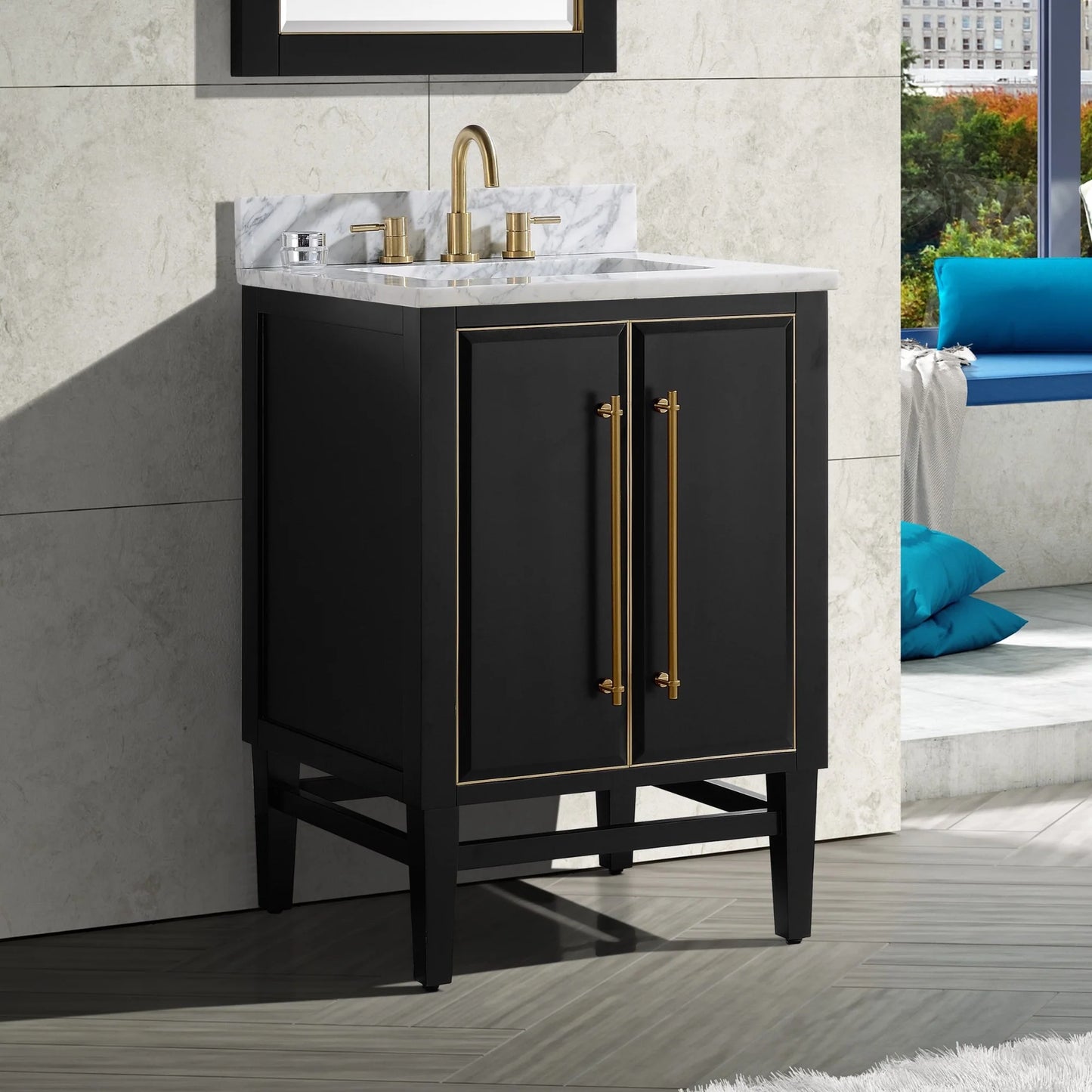 Mason 24" Freestanding Bathroom Vanity with Carrara White Natural Marble Top and Vitreous China Undermount Sink