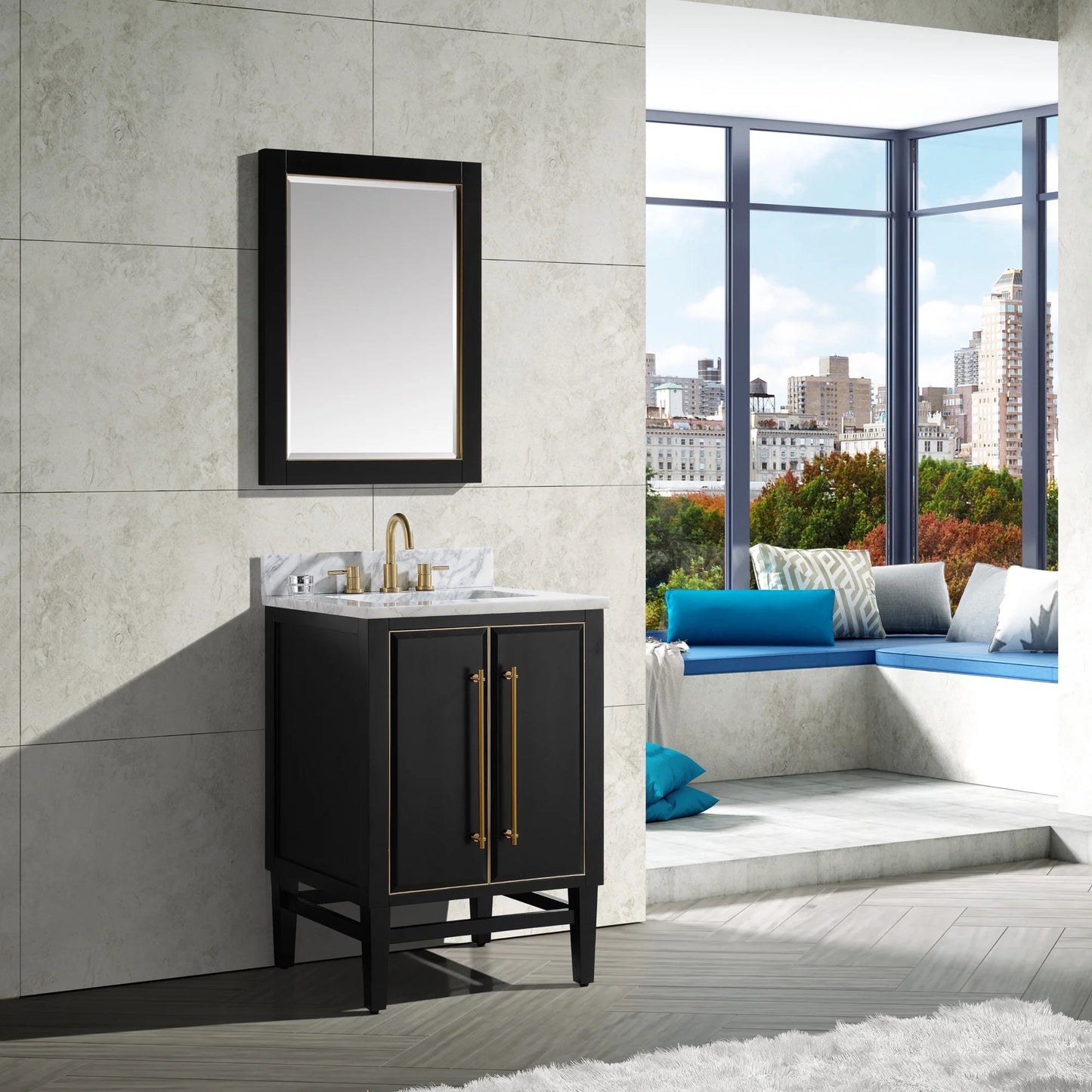 Mason 24" Freestanding Bathroom Vanity with Carrara White Natural Marble Top and Vitreous China Undermount Sink