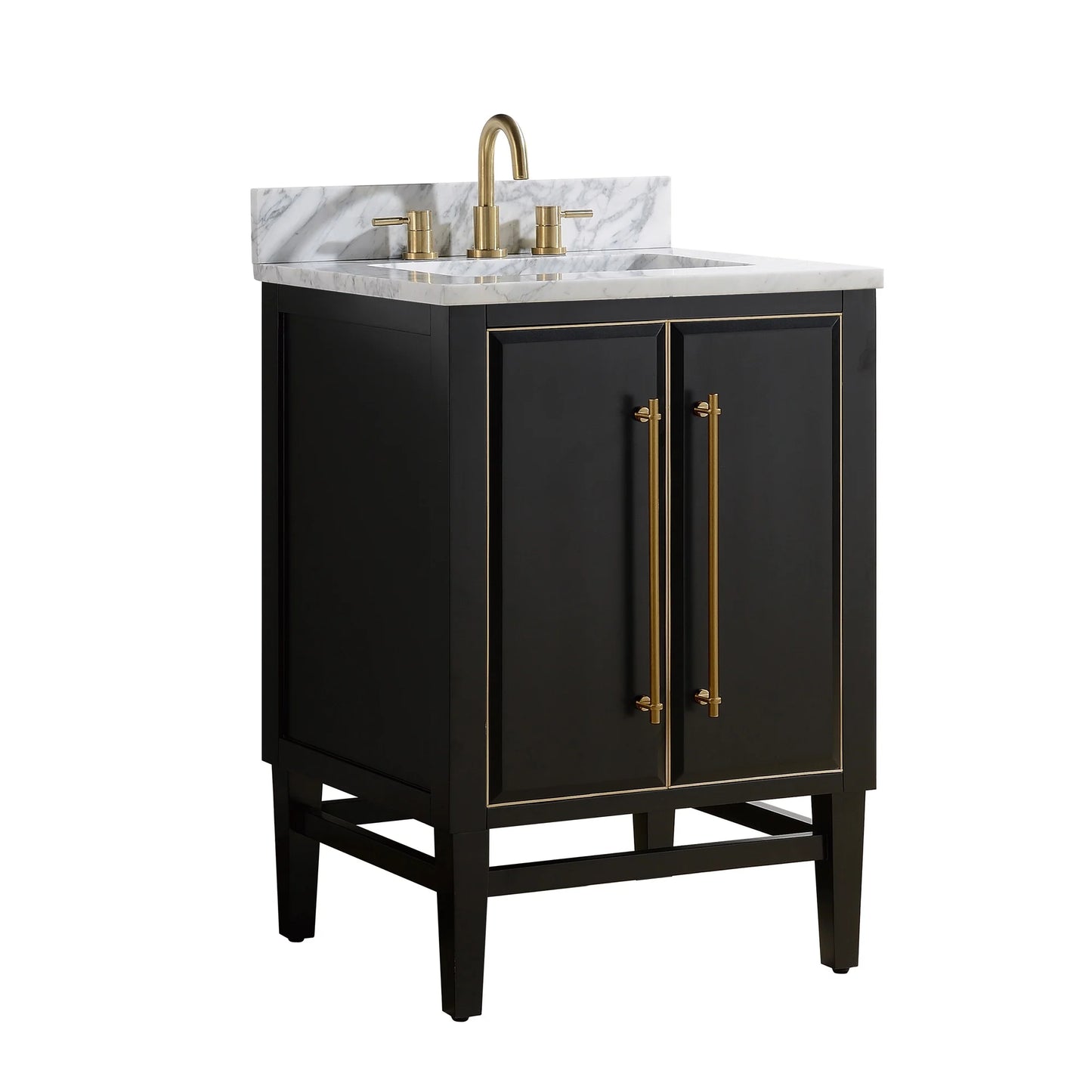 Mason 24" Freestanding Bathroom Vanity with Carrara White Natural Marble Top and Vitreous China Undermount Sink