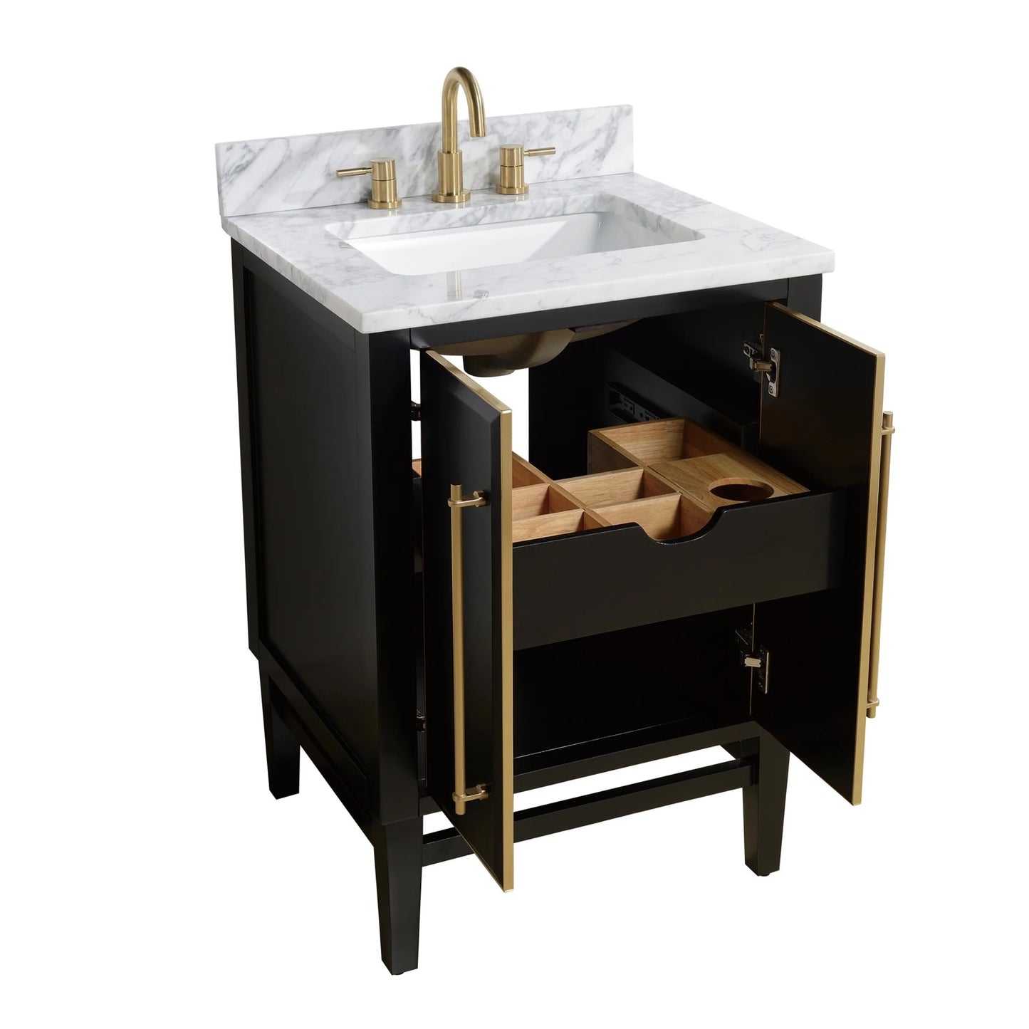 Mason 24" Freestanding Bathroom Vanity with Carrara White Natural Marble Top and Vitreous China Undermount Sink