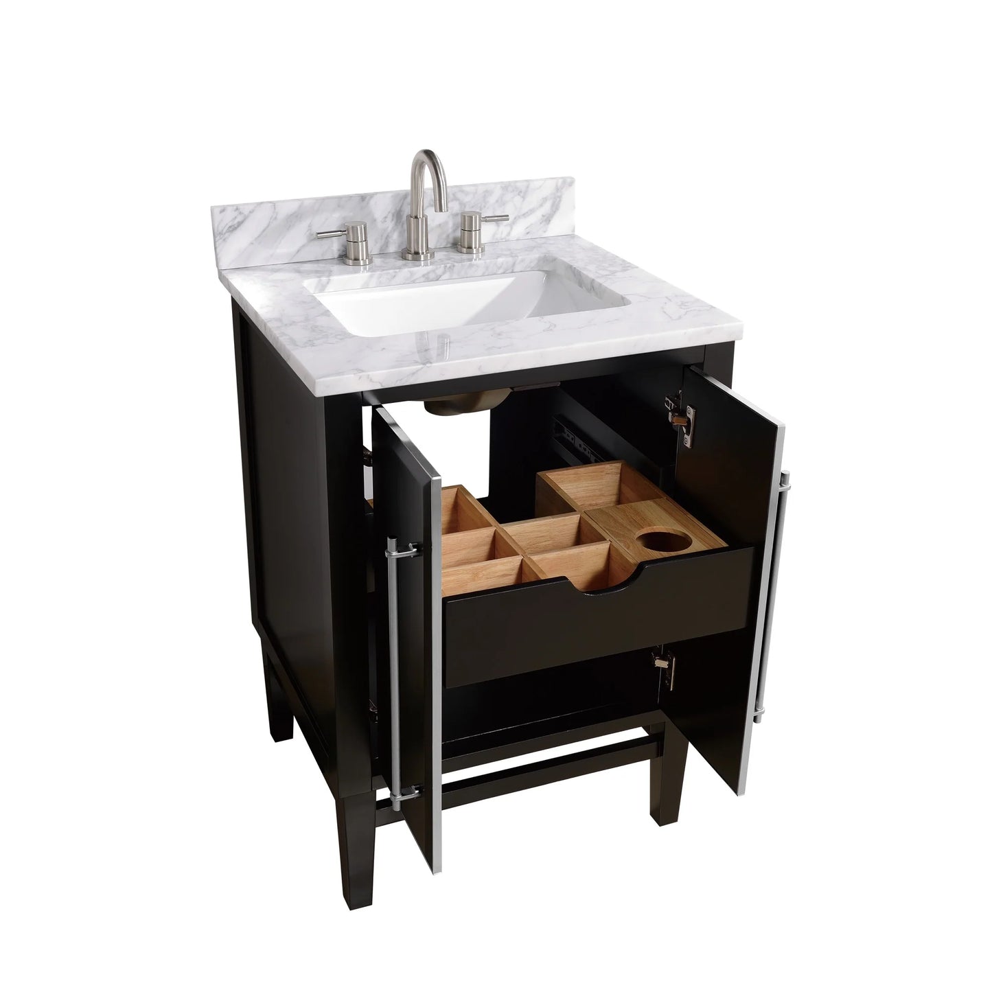 Mason 24" Freestanding Bathroom Vanity with Carrara White Natural Marble Top and Vitreous China Undermount Sink