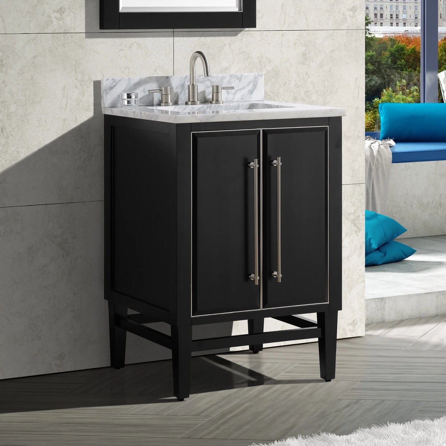 Mason 24" Freestanding Bathroom Vanity with Carrara White Natural Marble Top and Vitreous China Undermount Sink