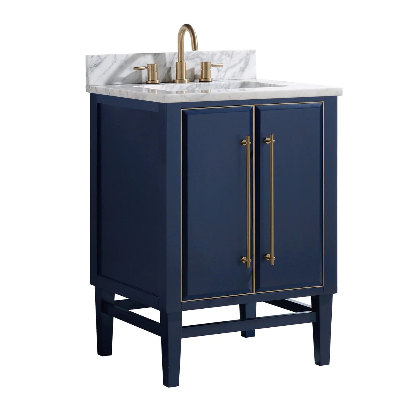 Mason 24" Freestanding Bathroom Vanity with Carrara White Natural Marble Top and Vitreous China Undermount Sink