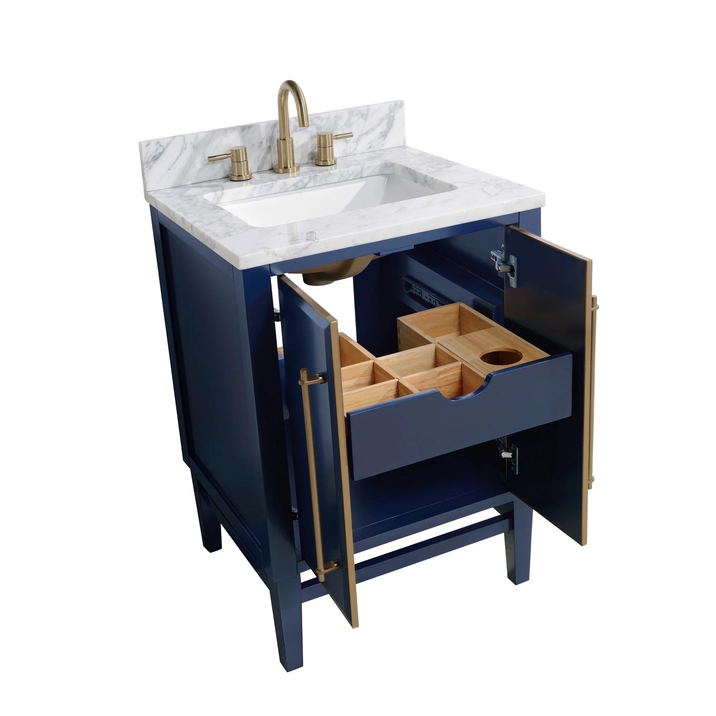 Mason 24" Freestanding Bathroom Vanity with Carrara White Natural Marble Top and Vitreous China Undermount Sink
