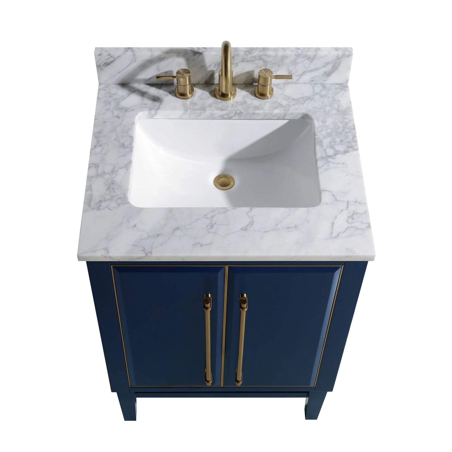 Mason 24" Freestanding Bathroom Vanity with Carrara White Natural Marble Top and Vitreous China Undermount Sink