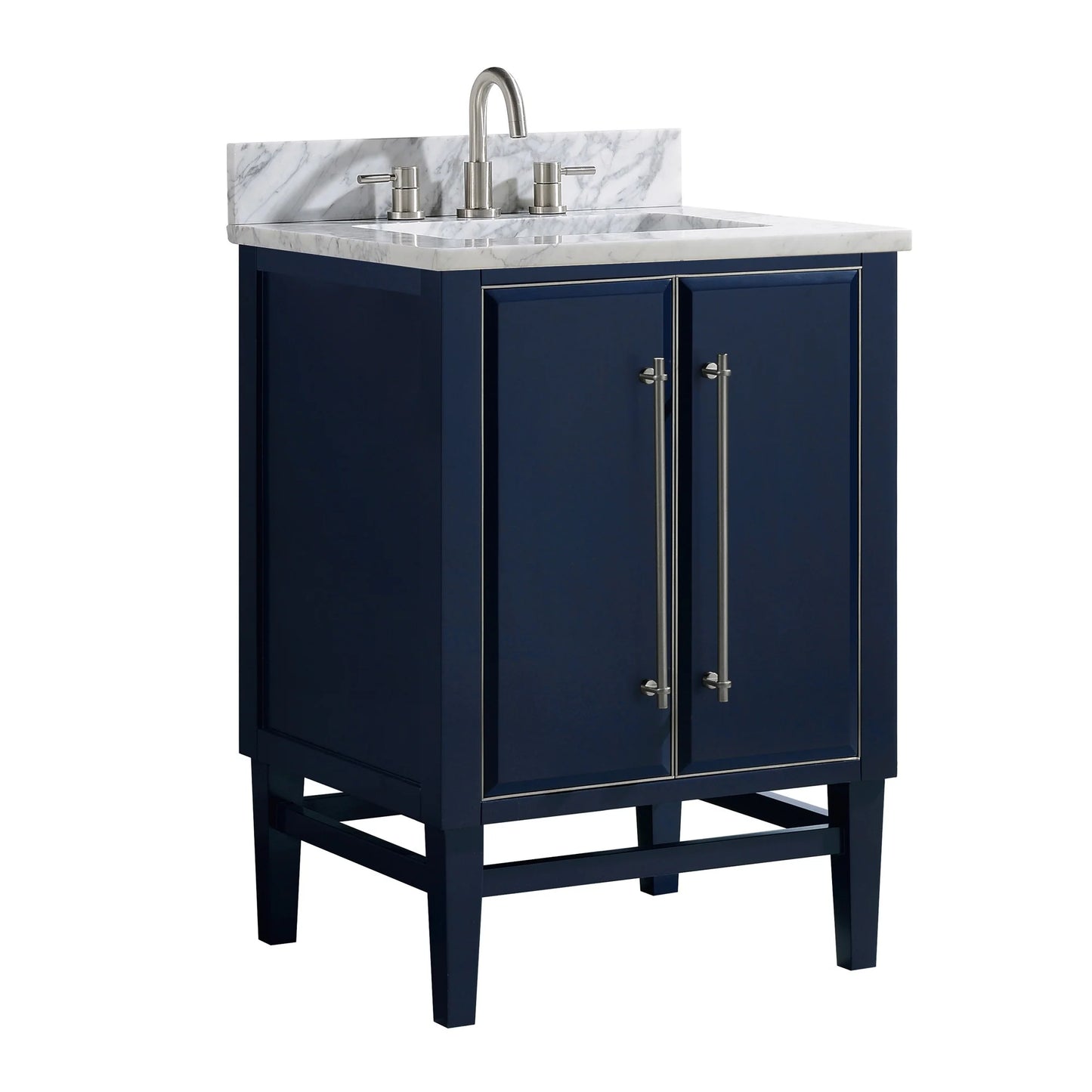 Mason 24" Freestanding Bathroom Vanity with Carrara White Natural Marble Top and Vitreous China Undermount Sink