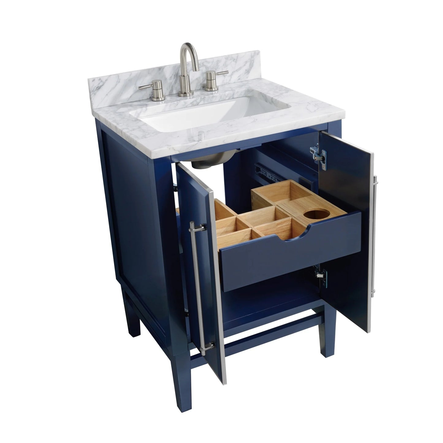 Mason 24" Freestanding Bathroom Vanity with Carrara White Natural Marble Top and Vitreous China Undermount Sink