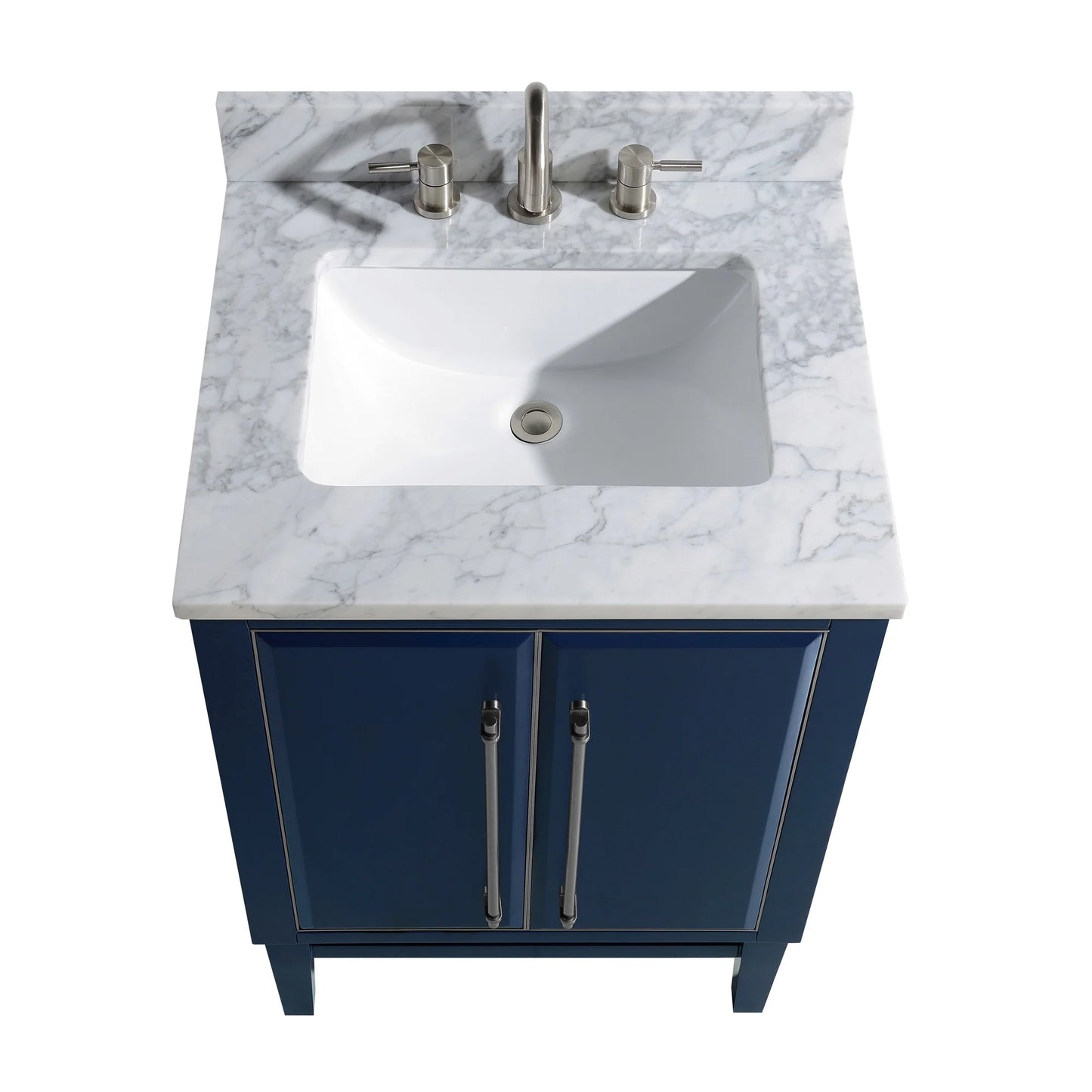 Mason 24" Freestanding Bathroom Vanity with Carrara White Natural Marble Top and Vitreous China Undermount Sink