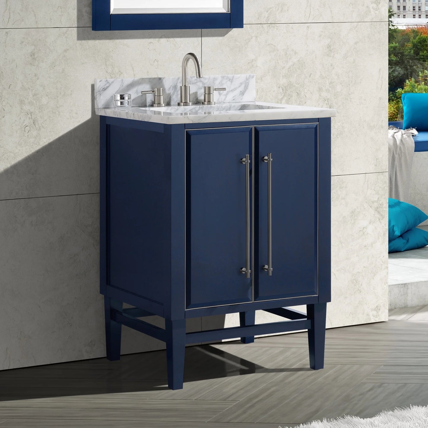 Mason 24" Freestanding Bathroom Vanity with Carrara White Natural Marble Top and Vitreous China Undermount Sink