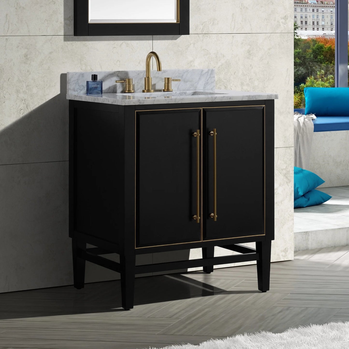 Mason 30" Freestanding Bathroom Vanity with Carrara White Natural Marble Top and Vitreous China Undermount Sink