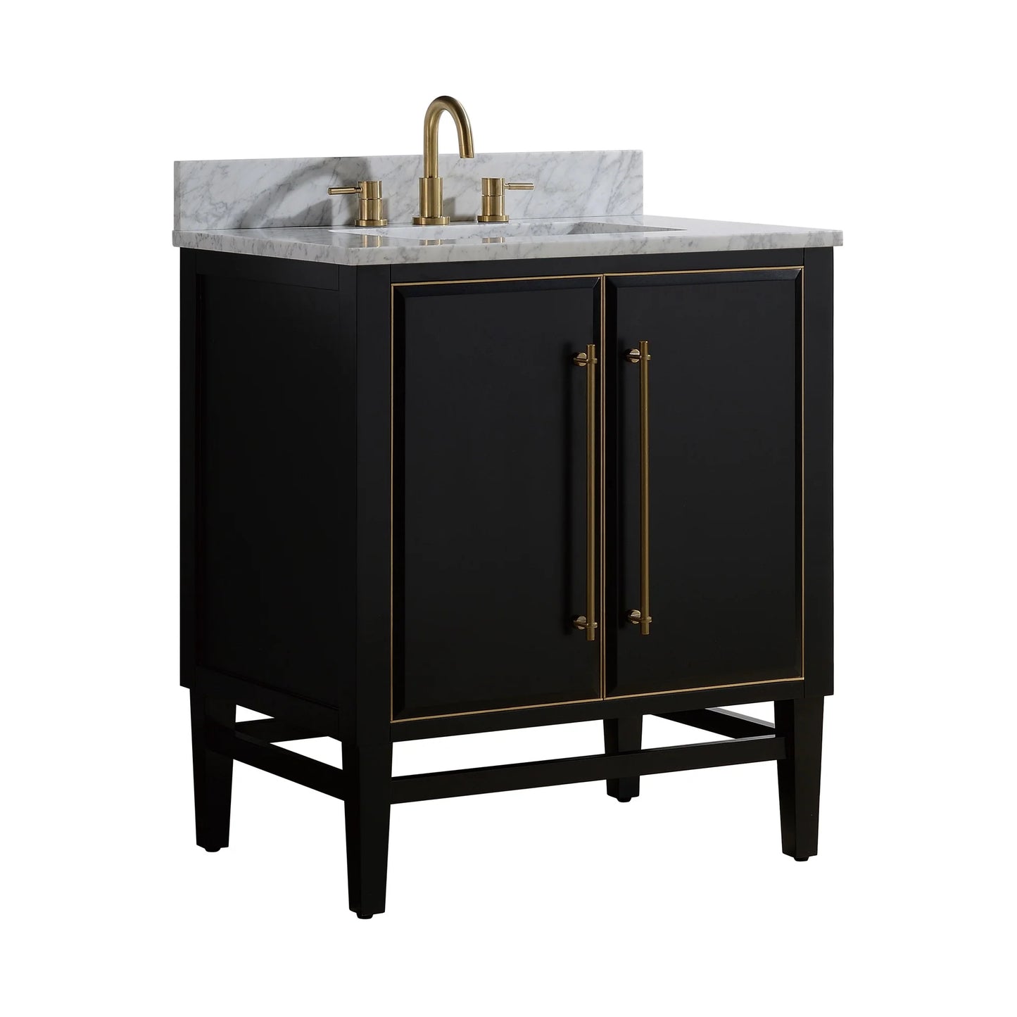 Mason 30" Freestanding Bathroom Vanity with Carrara White Natural Marble Top and Vitreous China Undermount Sink