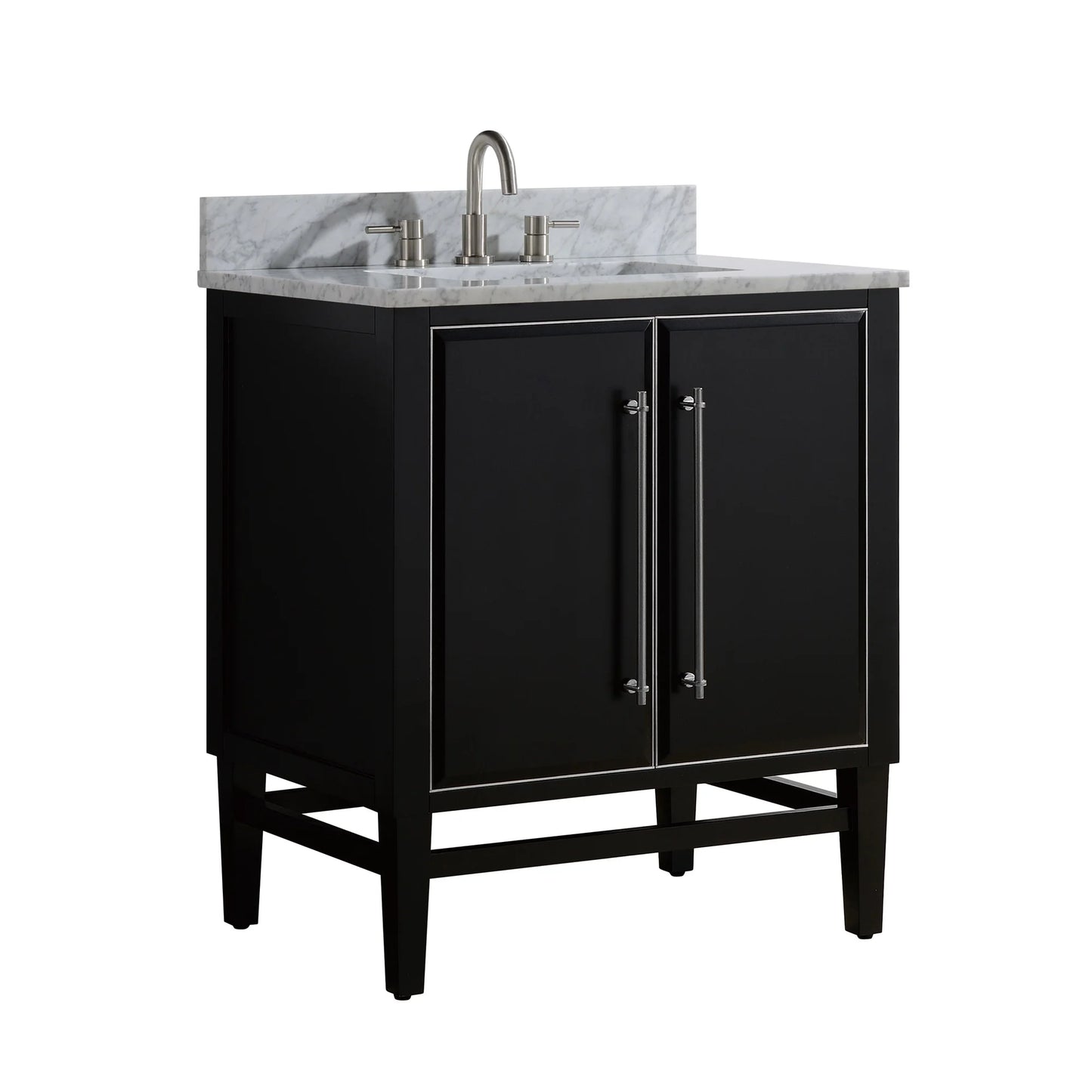 Mason 30" Freestanding Bathroom Vanity with Carrara White Natural Marble Top and Vitreous China Undermount Sink