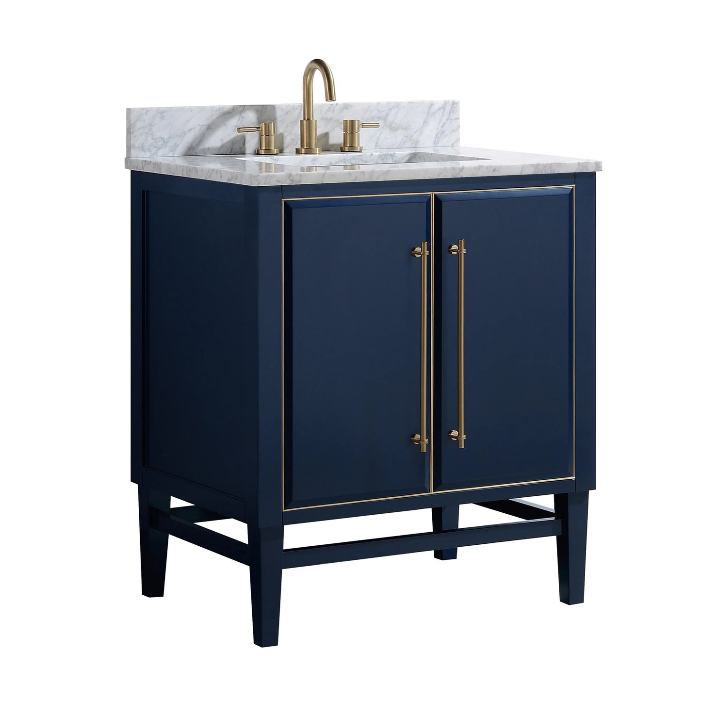 Mason 30" Freestanding Bathroom Vanity with Carrara White Natural Marble Top and Vitreous China Undermount Sink