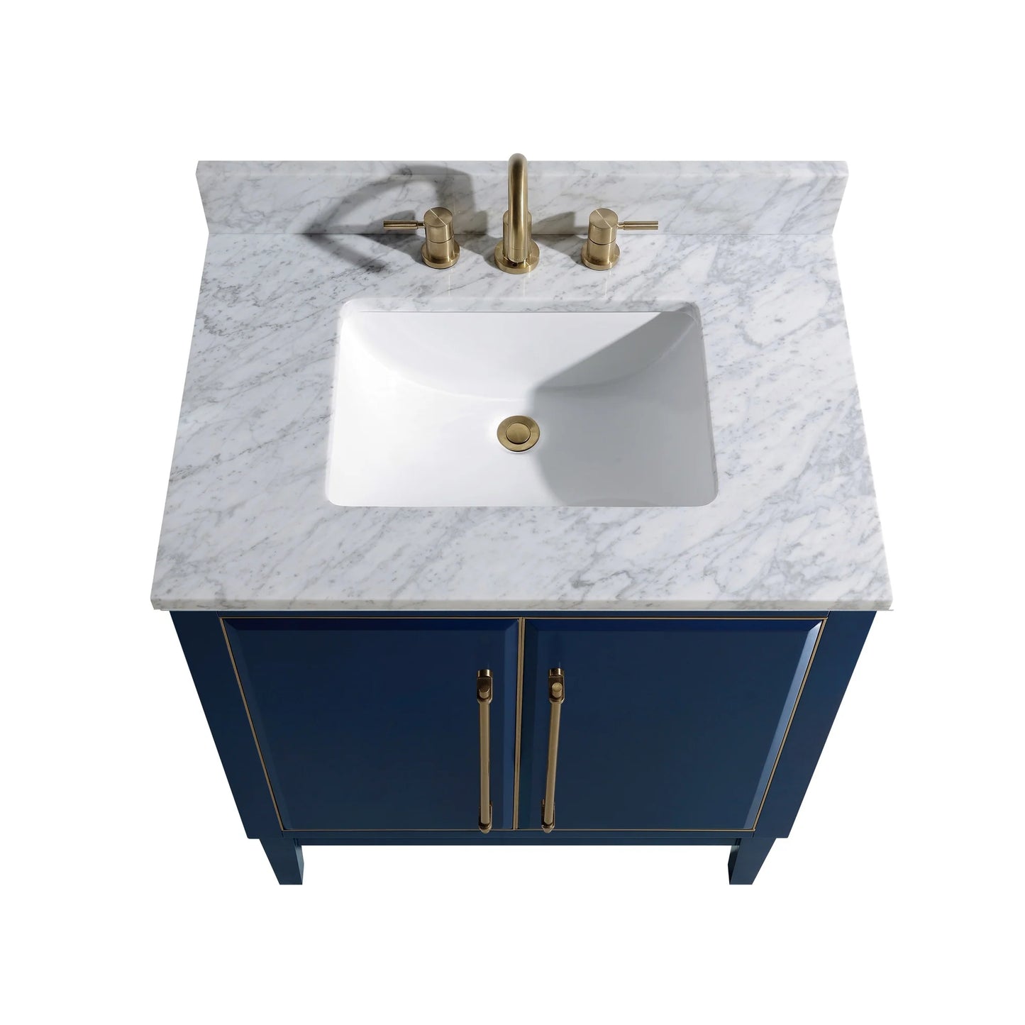 Mason 30" Freestanding Bathroom Vanity with Carrara White Natural Marble Top and Vitreous China Undermount Sink