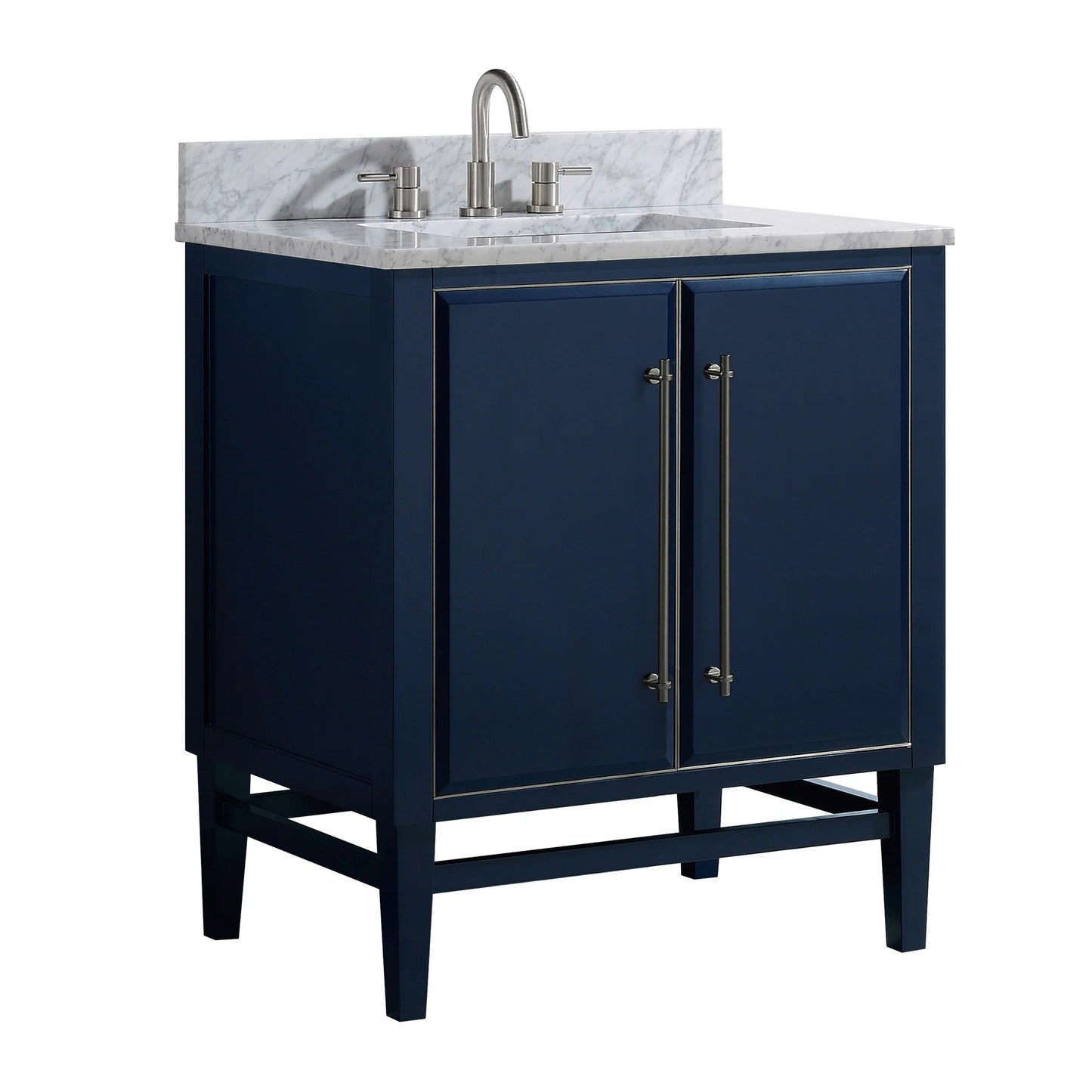 Mason 30" Freestanding Bathroom Vanity with Carrara White Natural Marble Top and Vitreous China Undermount Sink