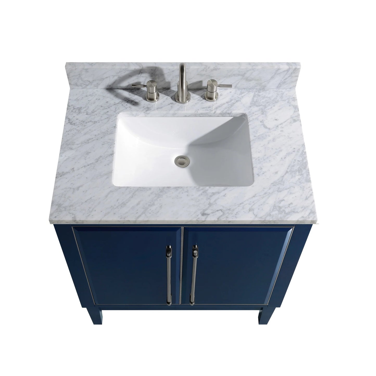 Mason 30" Freestanding Bathroom Vanity with Carrara White Natural Marble Top and Vitreous China Undermount Sink