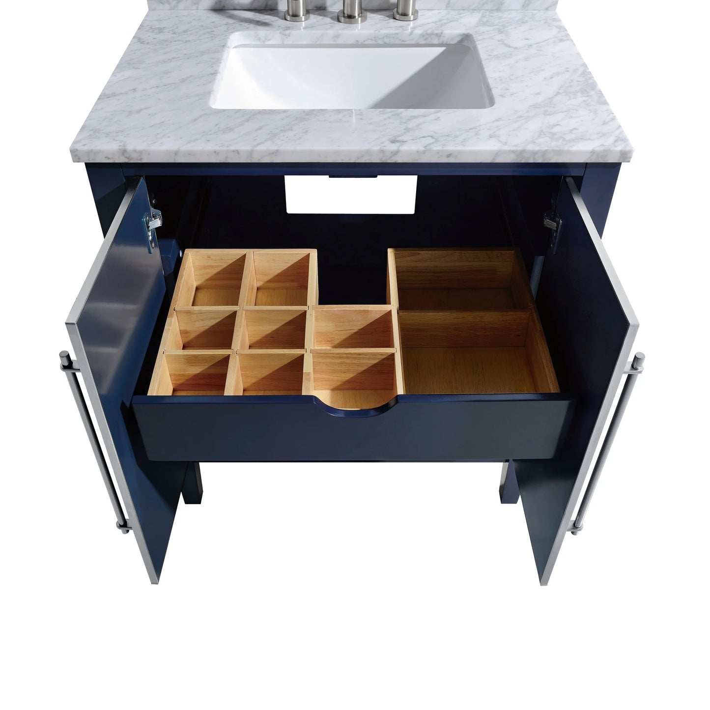 Mason 30" Freestanding Bathroom Vanity with Carrara White Natural Marble Top and Vitreous China Undermount Sink