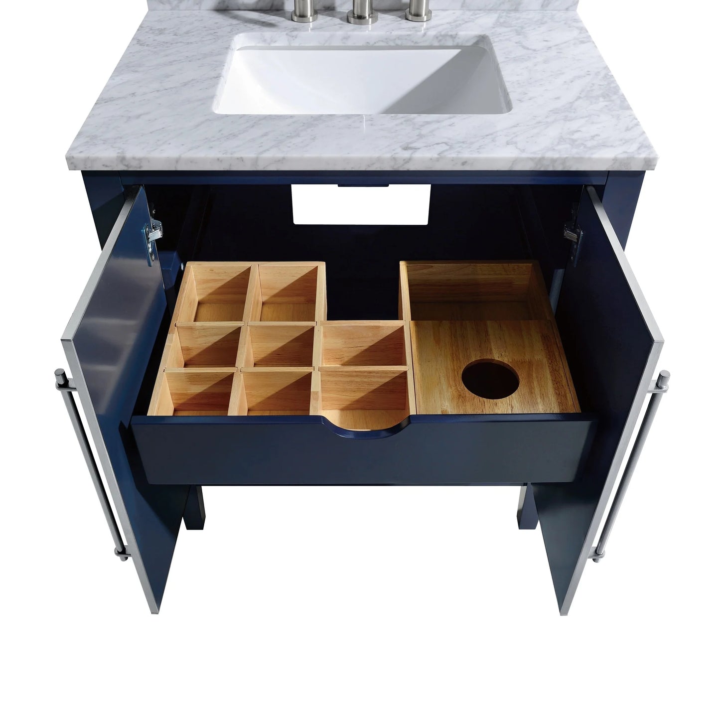 Mason 30" Freestanding Bathroom Vanity with Carrara White Natural Marble Top and Vitreous China Undermount Sink