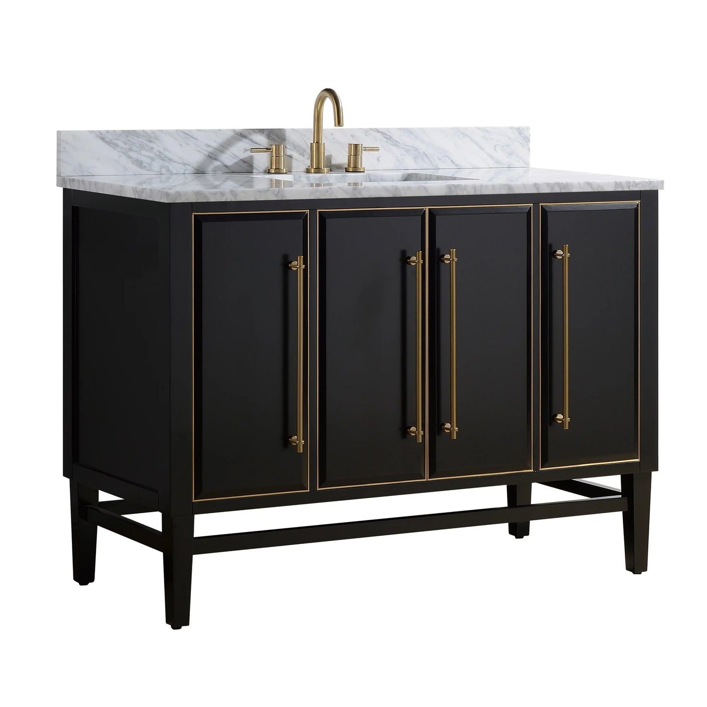 Mason 48" Freestanding Bathroom Vanity with Carrara White Natural Marble Top and Vitreous China Undermount Sink