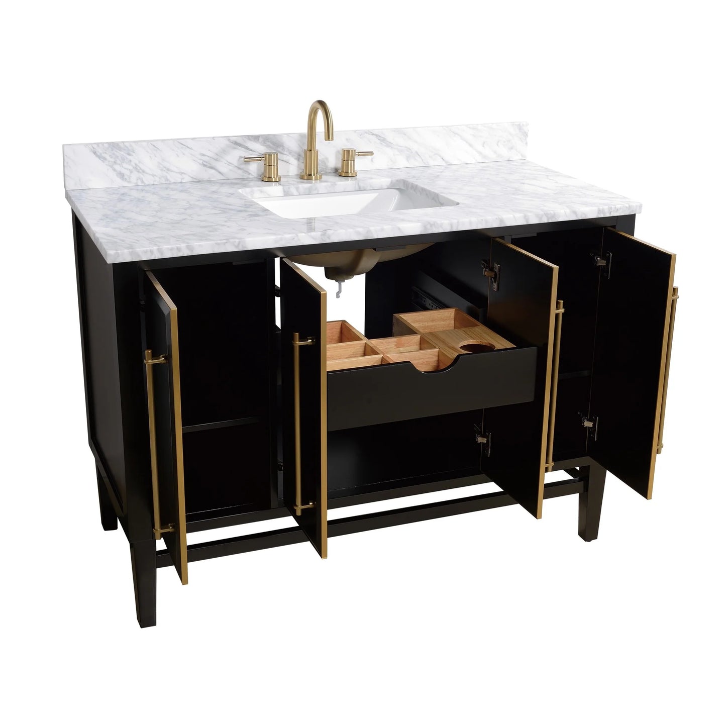 Mason 48" Freestanding Bathroom Vanity with Carrara White Natural Marble Top and Vitreous China Undermount Sink