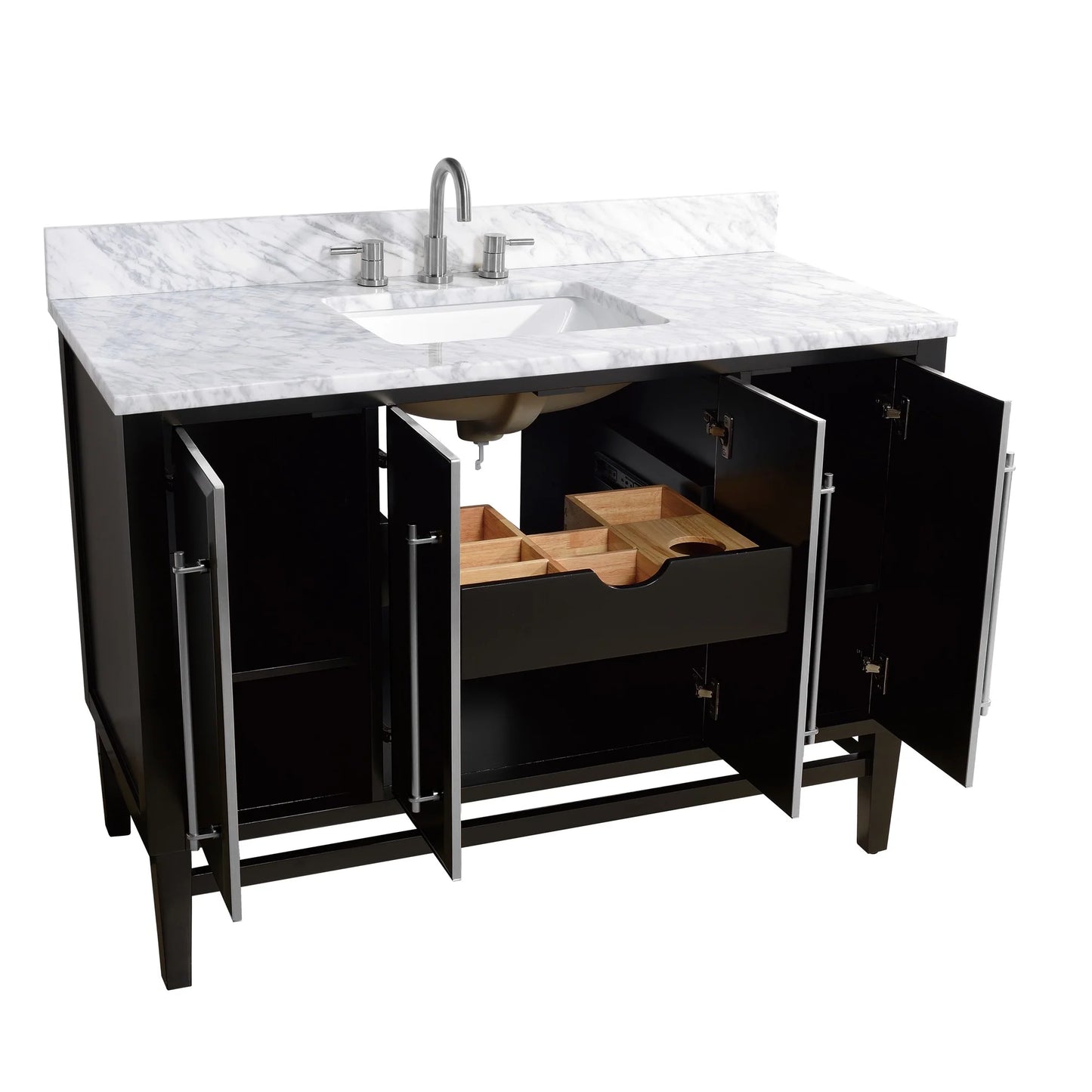 Mason 48" Freestanding Bathroom Vanity with Carrara White Natural Marble Top and Vitreous China Undermount Sink