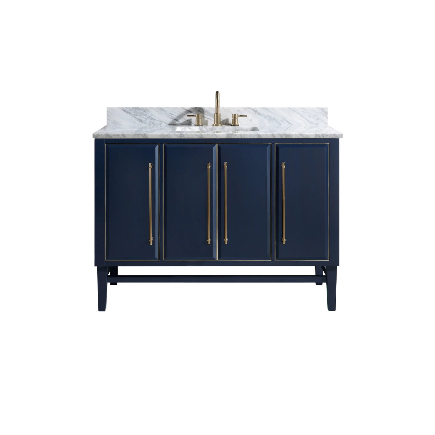 Mason 48" Freestanding Bathroom Vanity with Carrara White Natural Marble Top and Vitreous China Undermount Sink