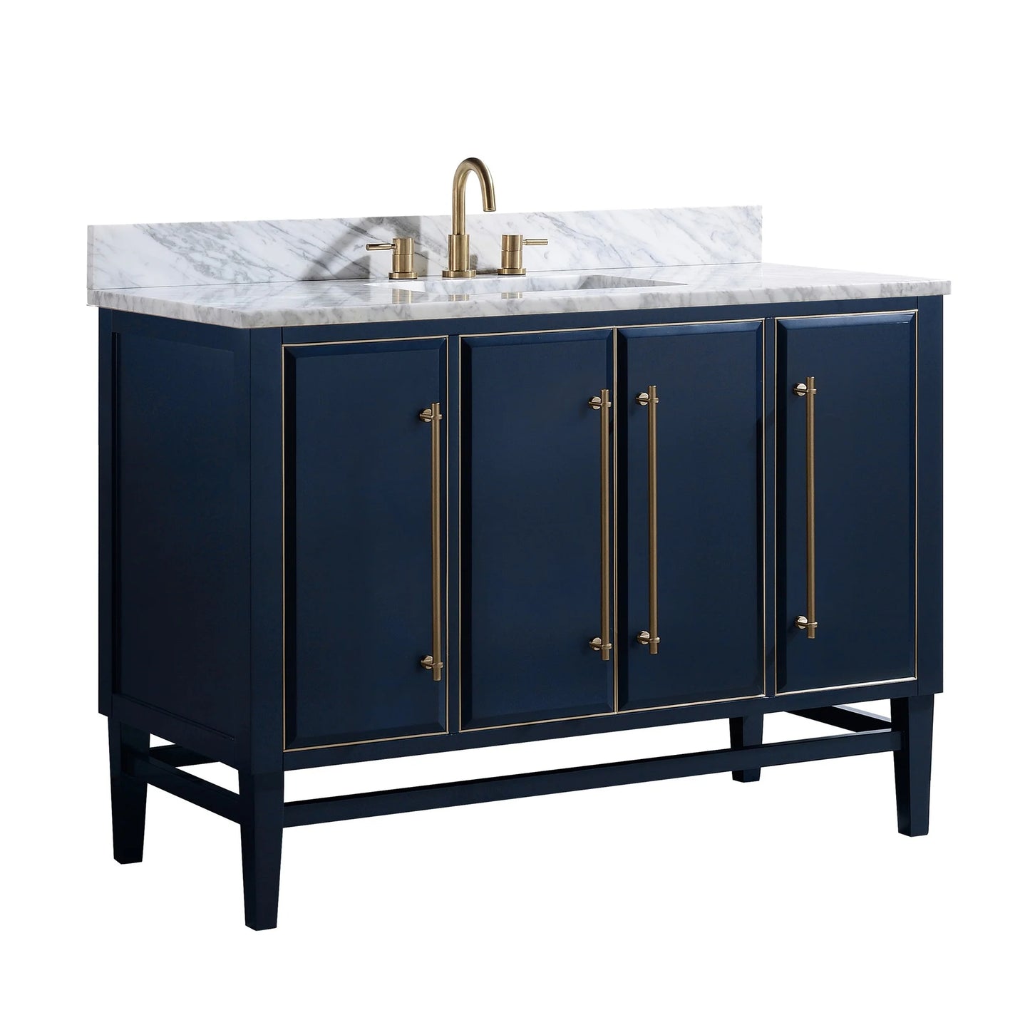 Mason 48" Freestanding Bathroom Vanity with Carrara White Natural Marble Top and Vitreous China Undermount Sink