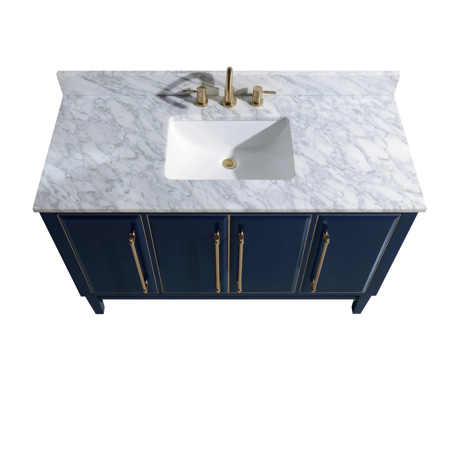 Mason 48" Freestanding Bathroom Vanity with Carrara White Natural Marble Top and Vitreous China Undermount Sink
