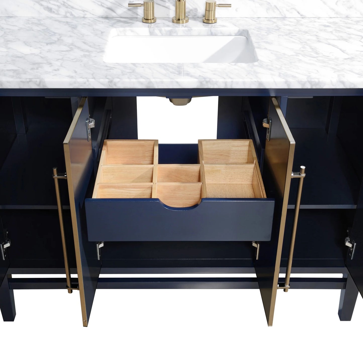 Mason 48" Freestanding Bathroom Vanity with Carrara White Natural Marble Top and Vitreous China Undermount Sink