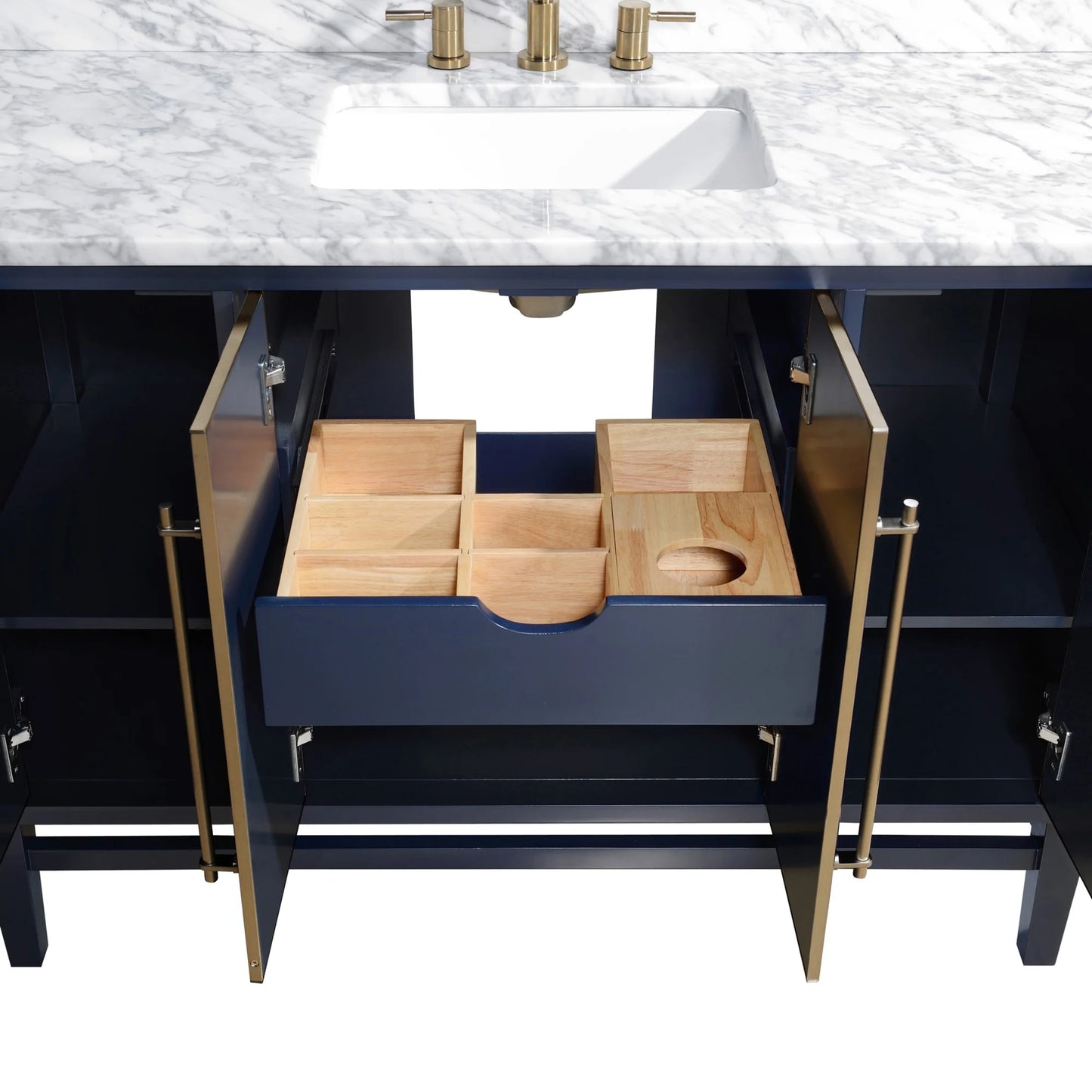 Mason 48" Freestanding Bathroom Vanity with Carrara White Natural Marble Top and Vitreous China Undermount Sink