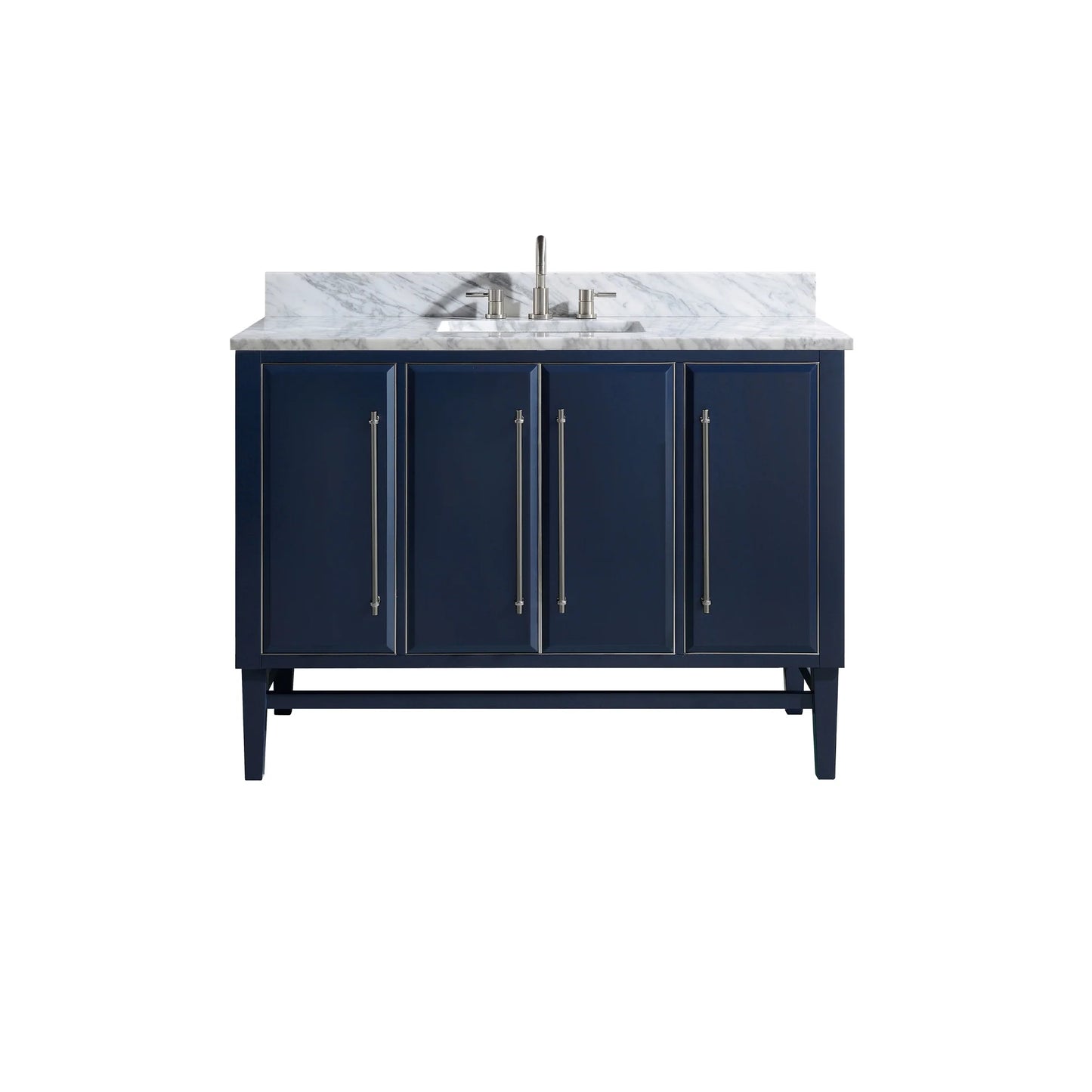 Mason 48" Freestanding Bathroom Vanity with Carrara White Natural Marble Top and Vitreous China Undermount Sink