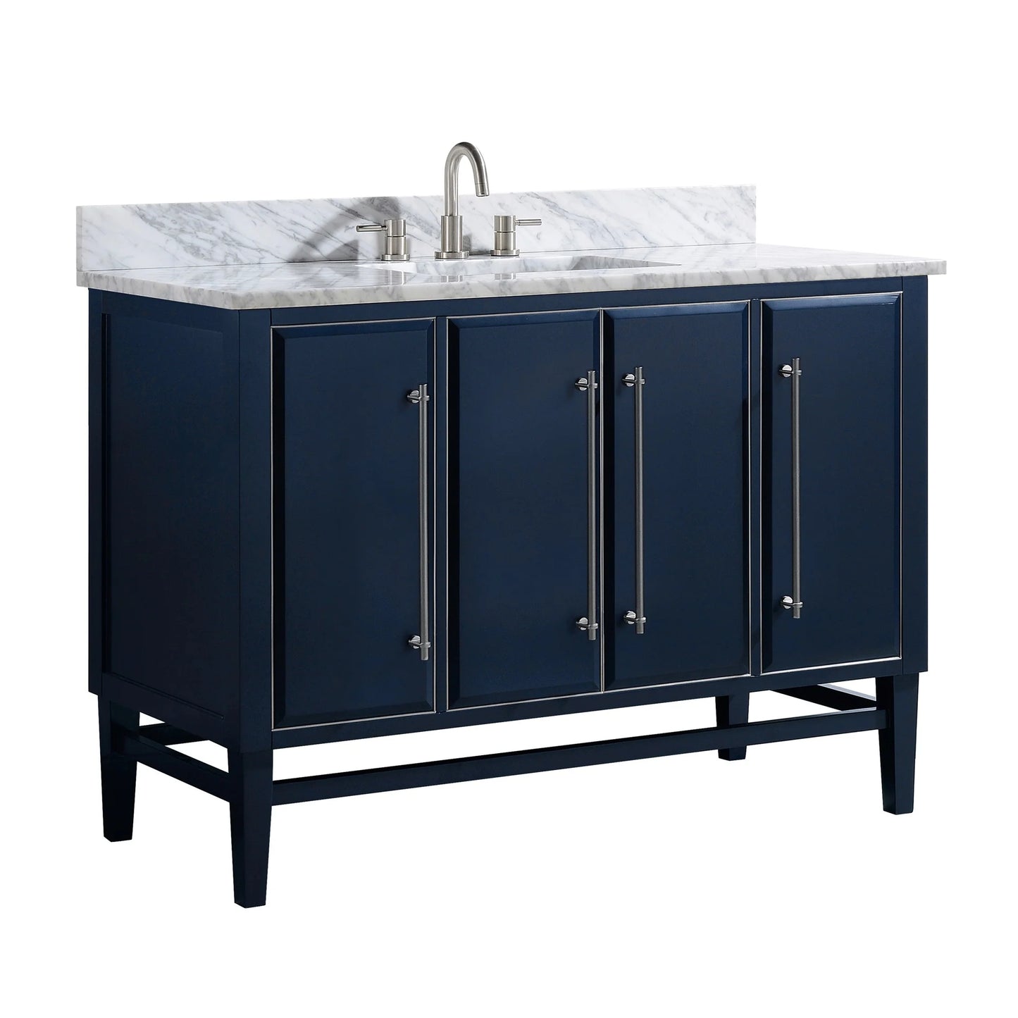 Mason 48" Freestanding Bathroom Vanity with Carrara White Natural Marble Top and Vitreous China Undermount Sink