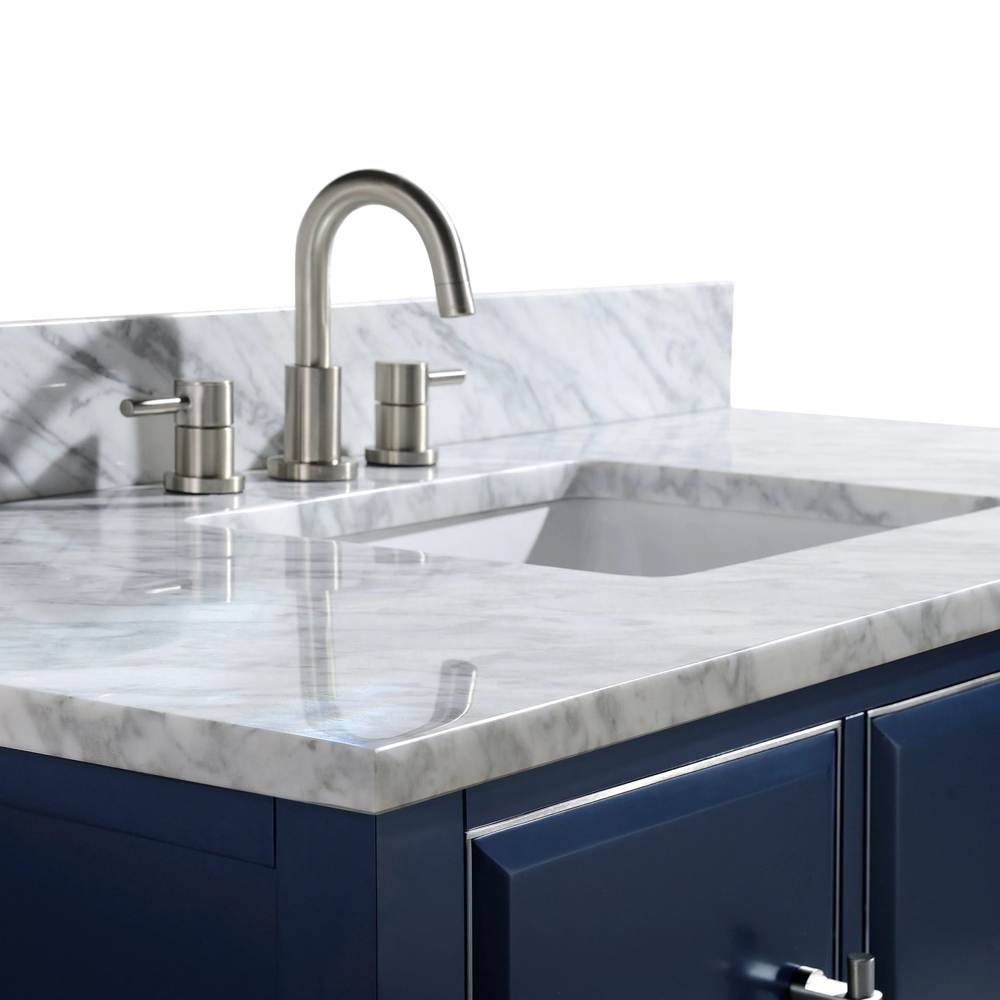 Mason 48" Freestanding Bathroom Vanity with Carrara White Natural Marble Top and Vitreous China Undermount Sink