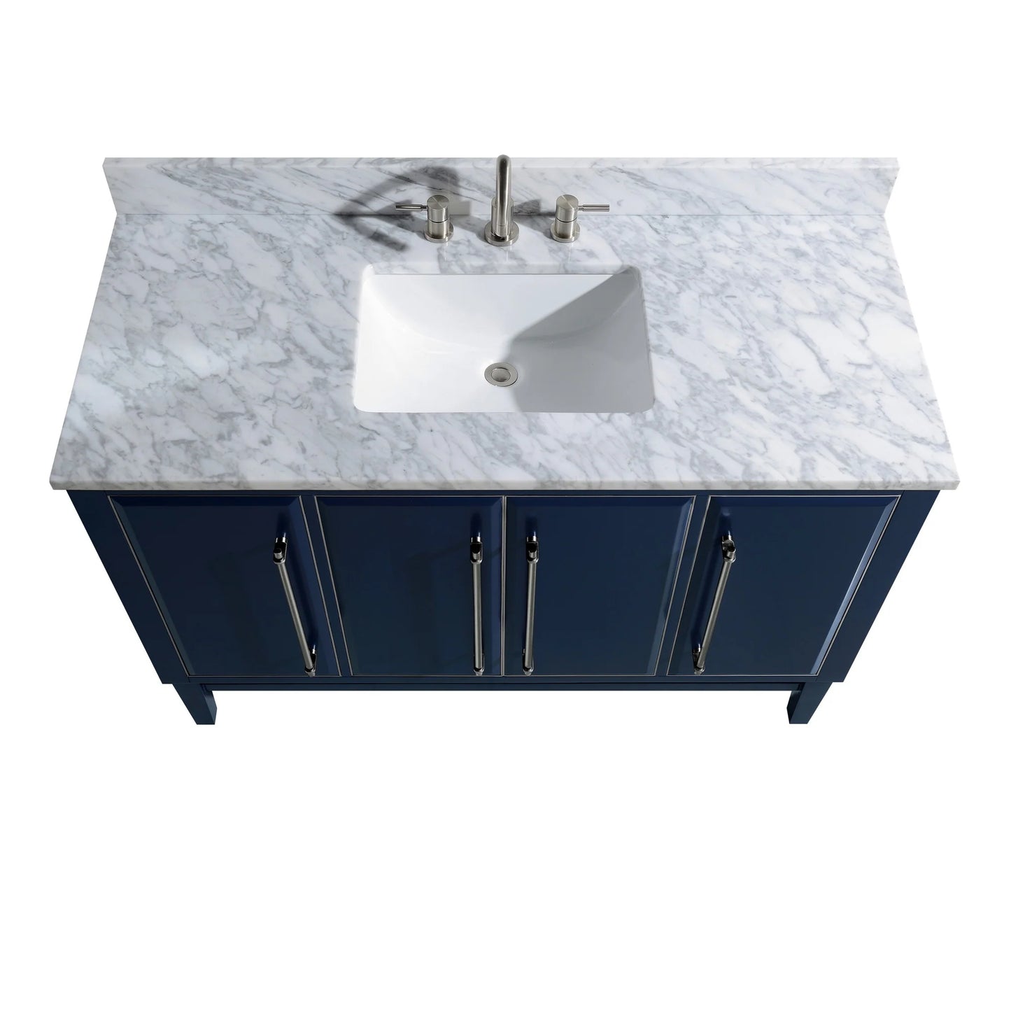 Mason 48" Freestanding Bathroom Vanity with Carrara White Natural Marble Top and Vitreous China Undermount Sink