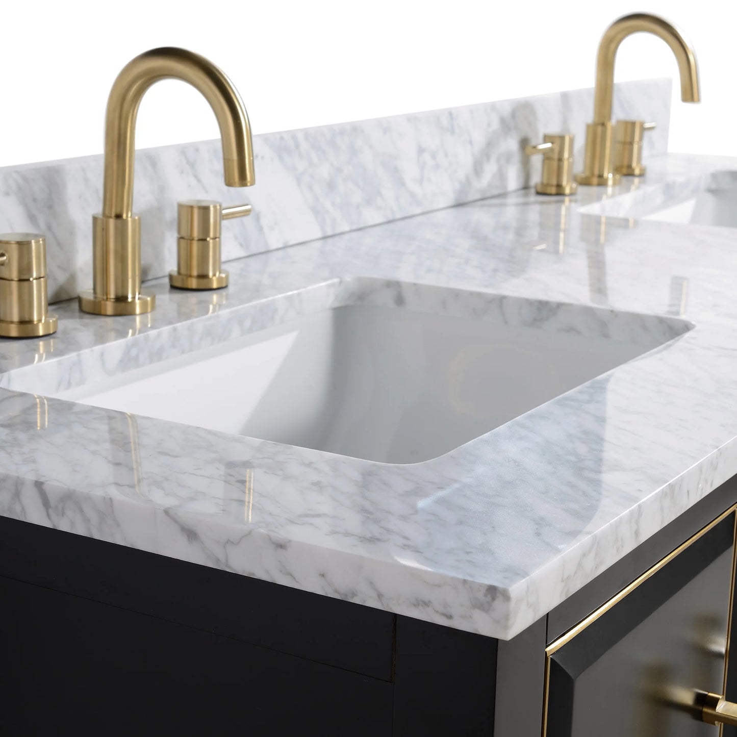Mason 60" Freestanding Bathroom Vanity with Carrara White Natural Marble Top and Vitreous China Undermount Sinks