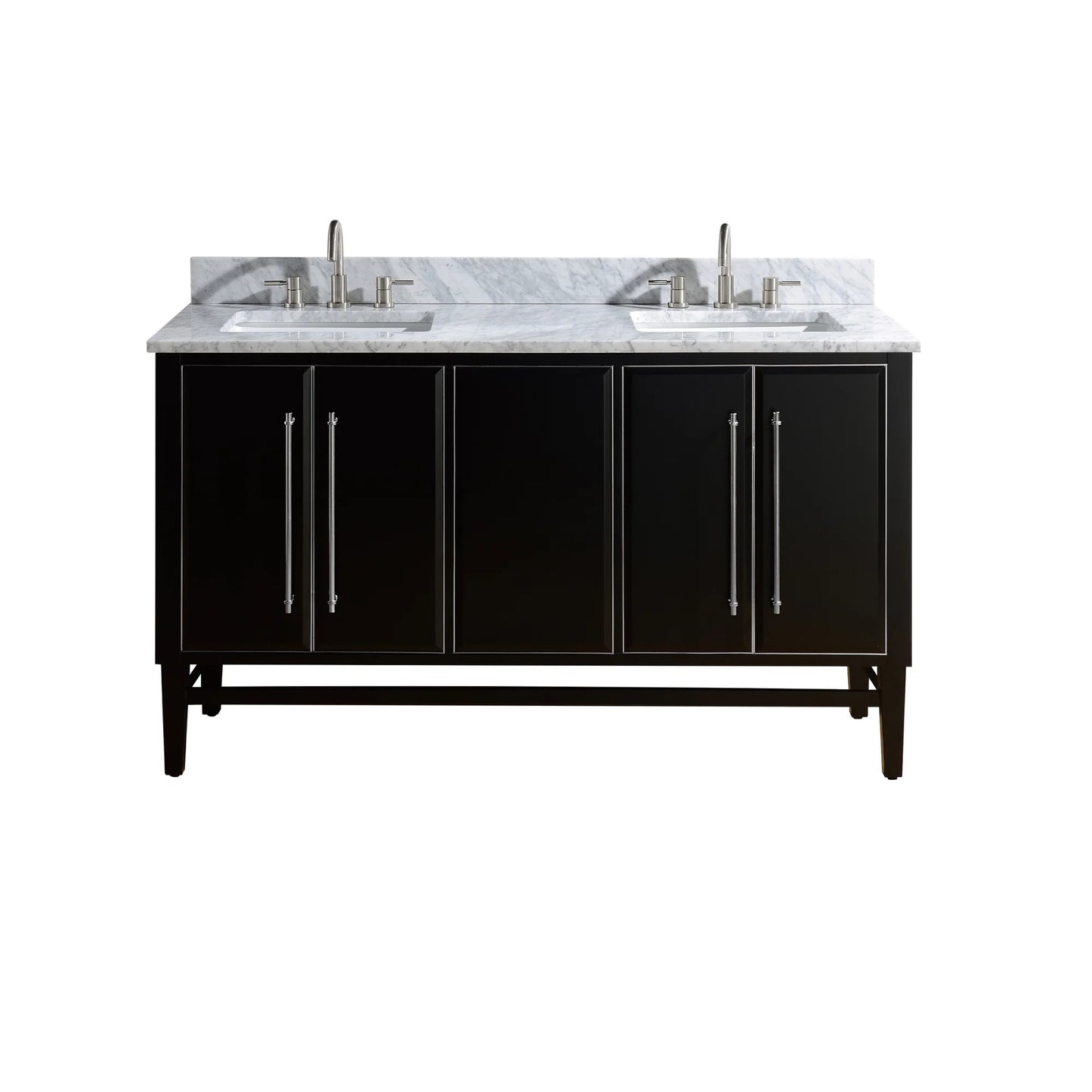 Mason 60" Freestanding Bathroom Vanity with Carrara White Natural Marble Top and Vitreous China Undermount Sinks