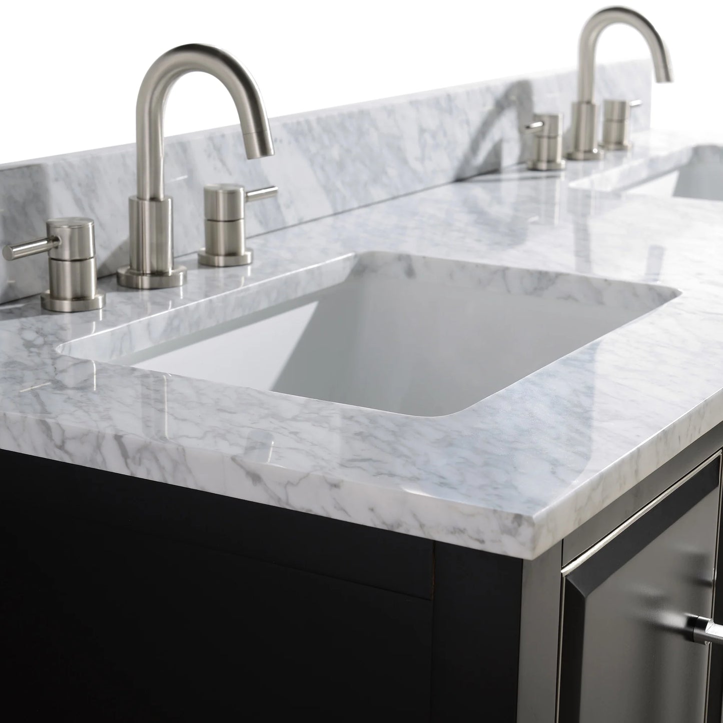 Mason 60" Freestanding Bathroom Vanity with Carrara White Natural Marble Top and Vitreous China Undermount Sinks