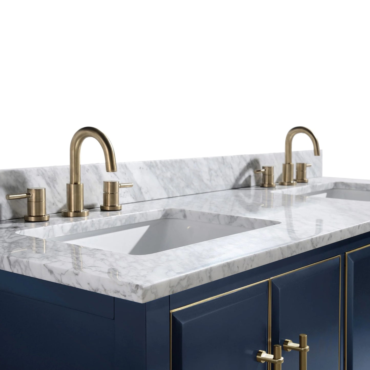 Mason 60" Freestanding Bathroom Vanity with Carrara White Natural Marble Top and Vitreous China Undermount Sinks