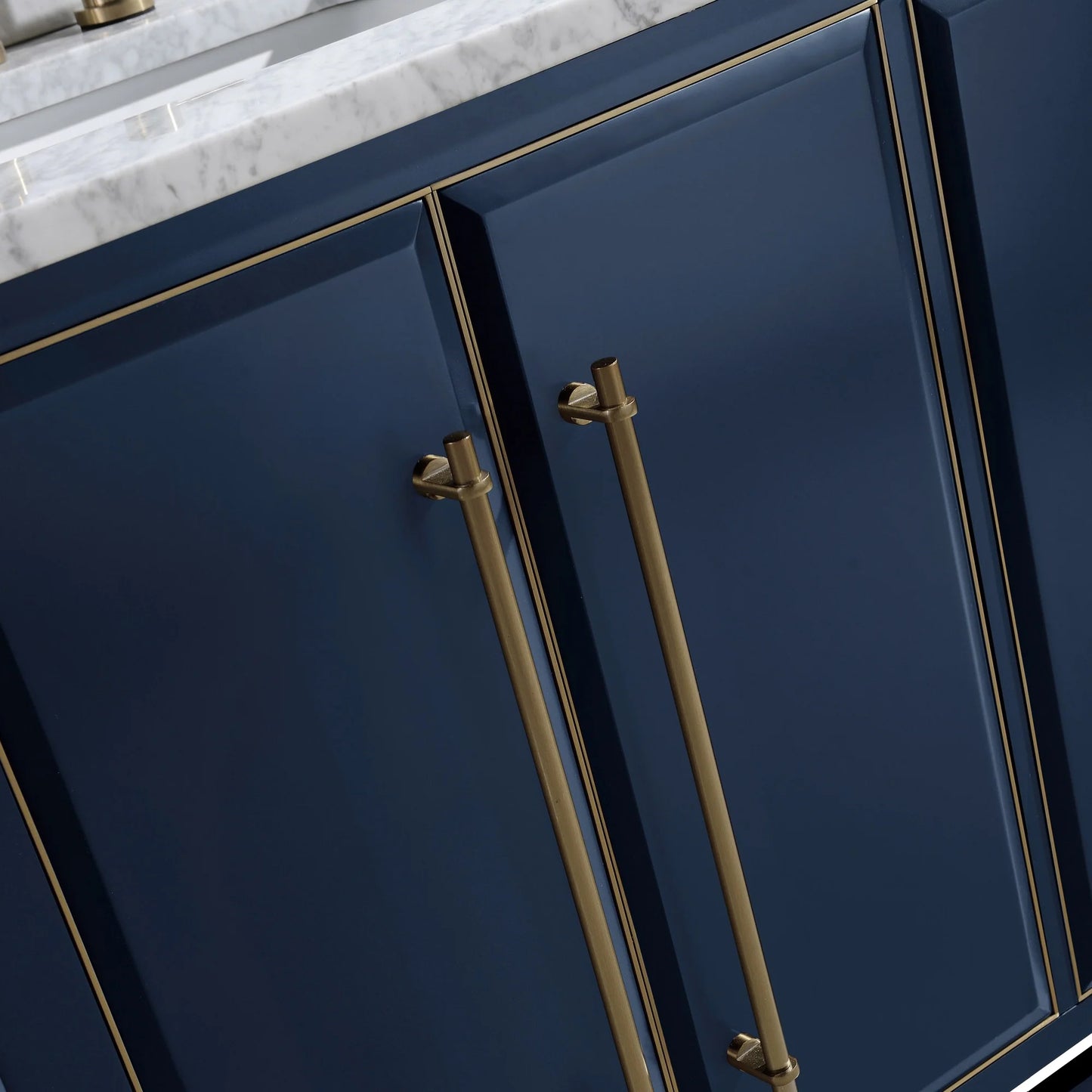 Mason 60" Freestanding Bathroom Vanity with Carrara White Natural Marble Top and Vitreous China Undermount Sinks