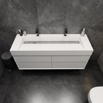 Max 60" Wall Mounted Bathroom Vanity with Reinforced Acrylic Integrated Sink Top