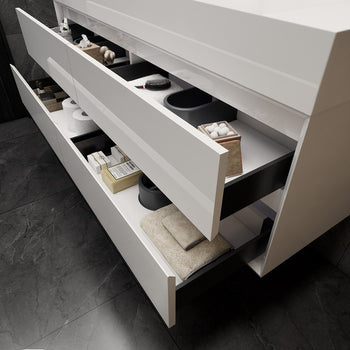 Max 60" Wall Mounted Bathroom Vanity with Reinforced Acrylic Integrated Sink Top