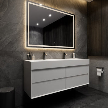 Max 60" Wall Mounted Bathroom Vanity with Reinforced Acrylic Integrated Sink Top