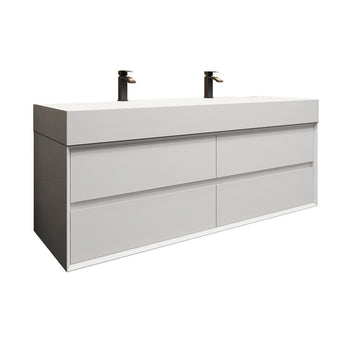 Max 60" Wall Mounted Bathroom Vanity with Reinforced Acrylic Integrated Sink Top