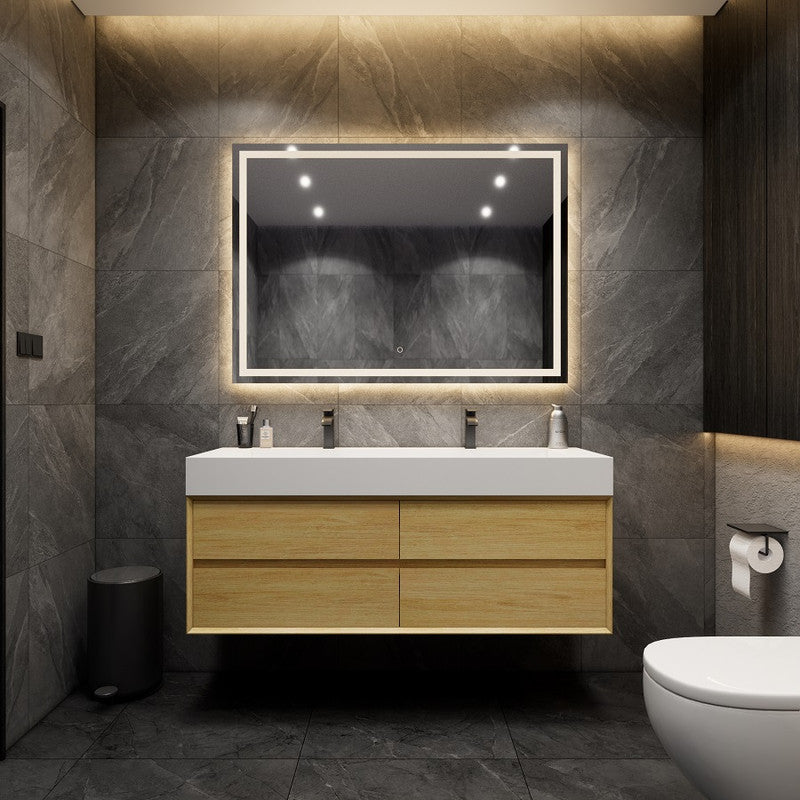 Max 60" Wall Mounted Bathroom Vanity with Reinforced Acrylic Integrated Sink Top