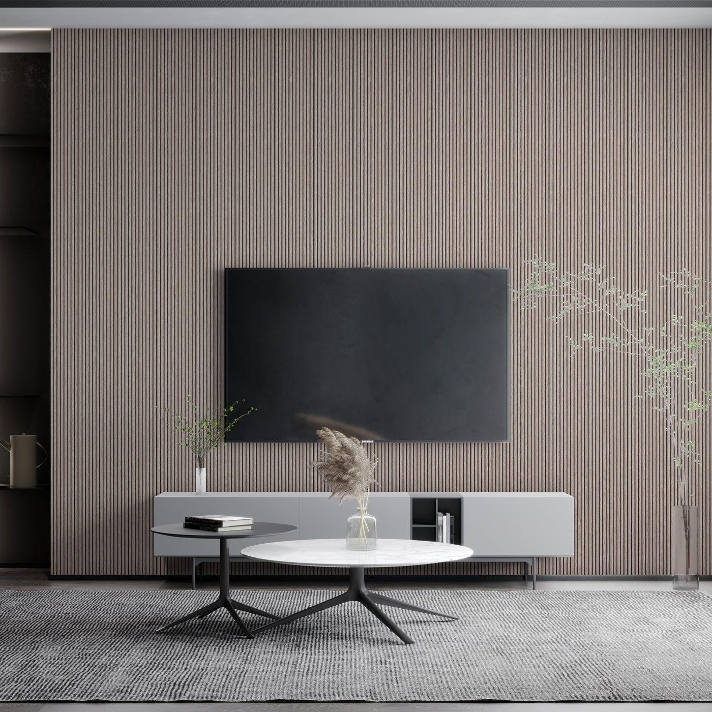 Ash Grey Scallop Polypropylene Interior Decorative Wall Panel