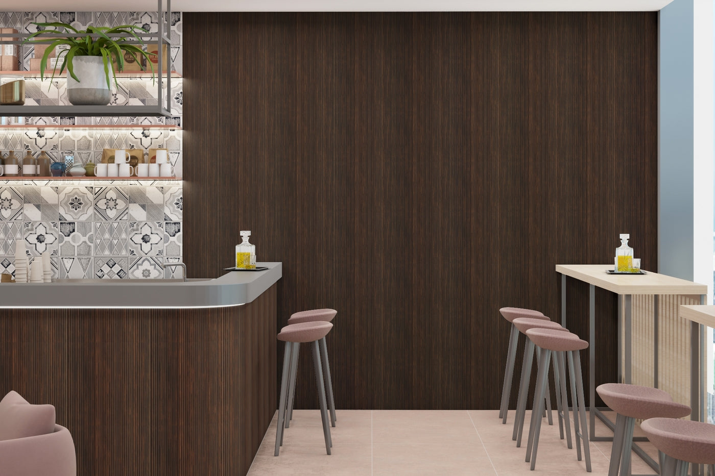 Dark Oak Scallop Polypropylene Interior Decorative Wall Panel